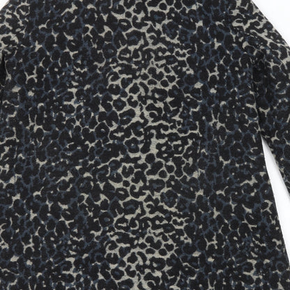 Mango Womens Multicoloured Animal Print Pea Coat Coat Size L Button - Leopard Print