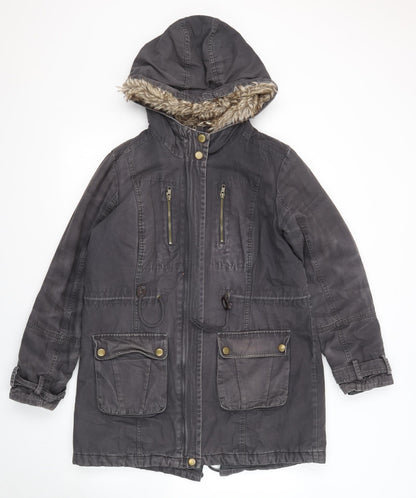 Marks & Spencer Womens Grey Parka Jacket Size 12 Zip