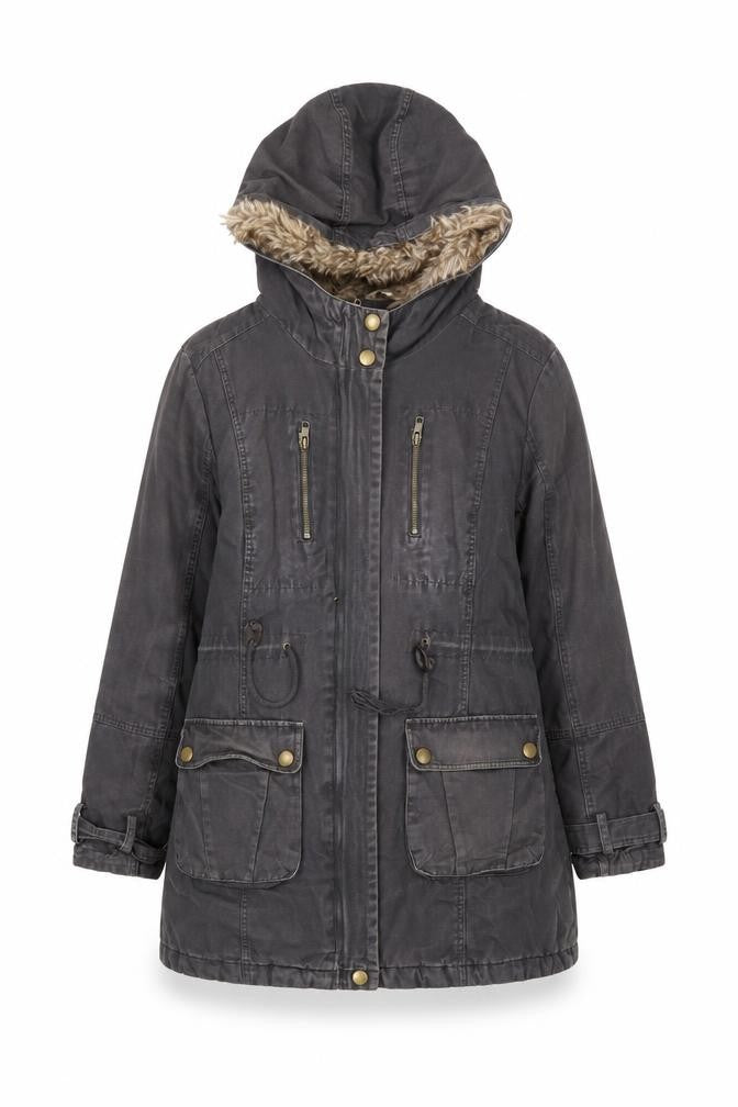 Marks & Spencer Womens Grey Parka Jacket Size 12 Zip