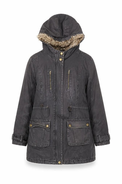 Marks & Spencer Womens Grey Parka Jacket Size 12 Zip