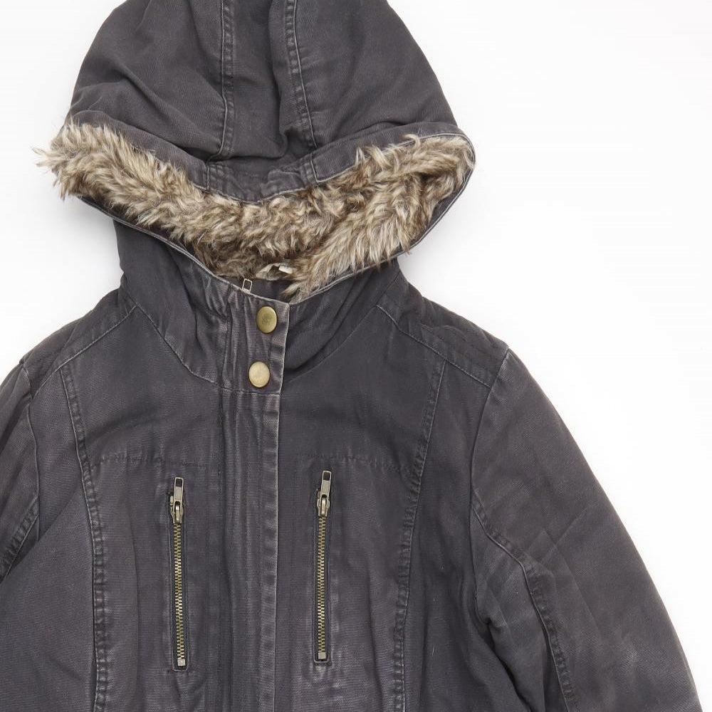 Marks & Spencer Womens Grey Parka Jacket Size 12 Zip
