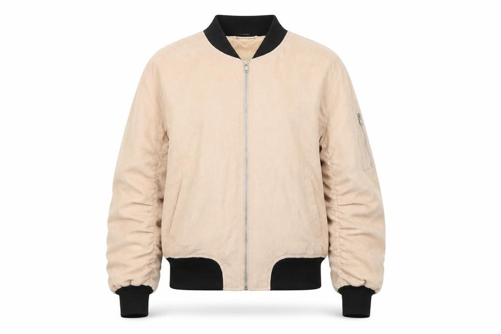 PRETTYLITTLETHING Womens Beige Bomber Jacket Jacket Size 10 Zip