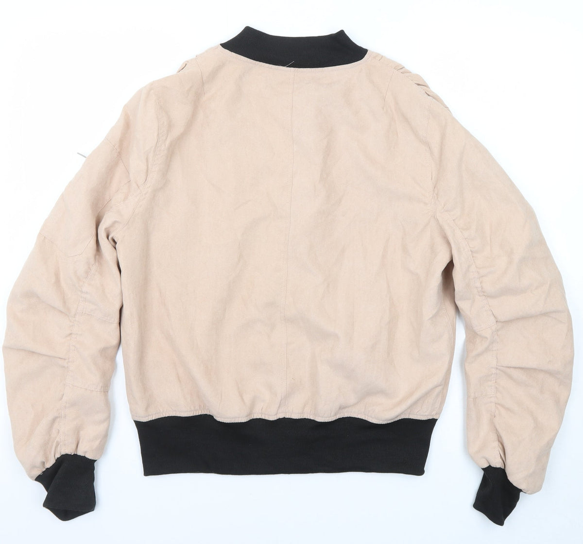 PRETTYLITTLETHING Womens Beige Bomber Jacket Jacket Size 10 Zip