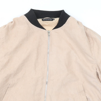 PRETTYLITTLETHING Womens Beige Bomber Jacket Jacket Size 10 Zip