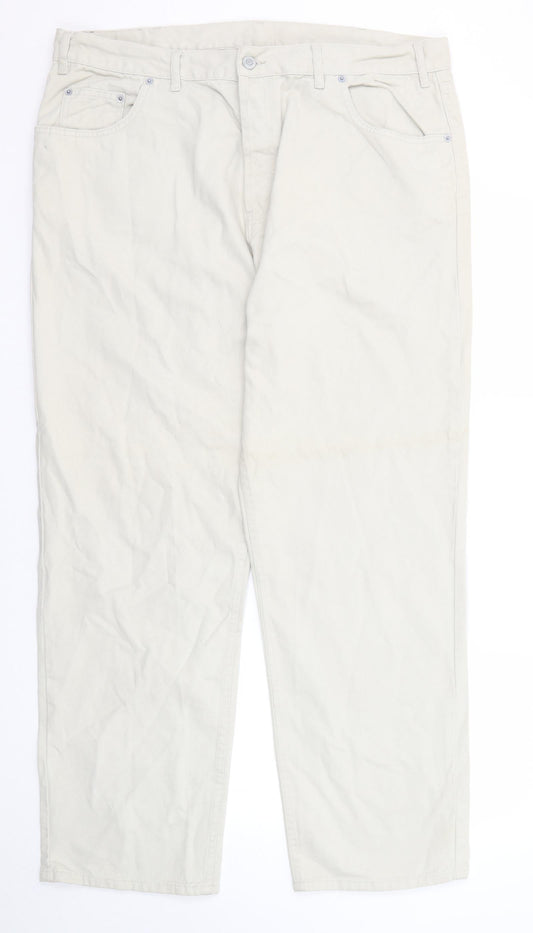 Armando Mens Grey Cotton Straight Jeans Size 40 in L30 in Regular Zip