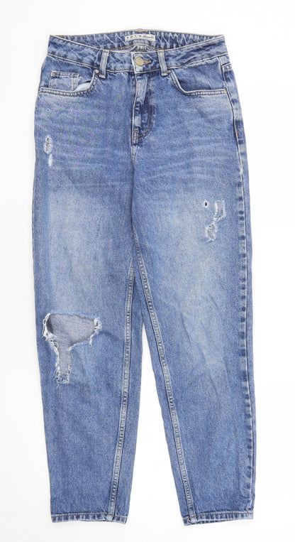 Additional front view of Denim & Co. women’s blue cotton straight jeans, size UK 8, regular zip