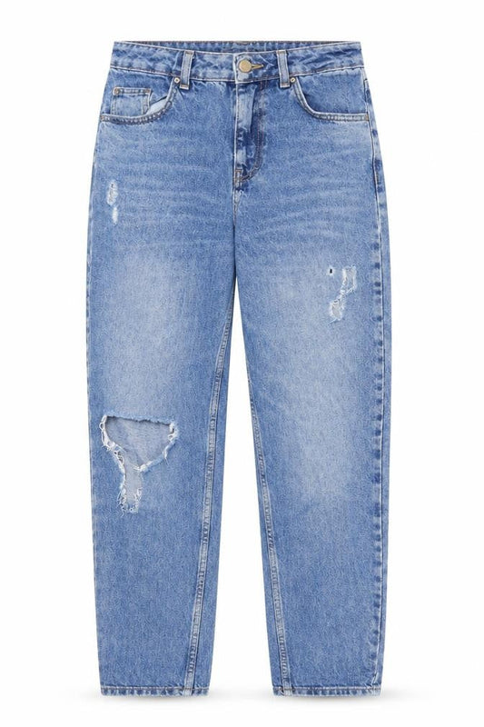 Denim & Co. Womens Blue Cotton Straight Jeans Size 8 Regular Zip