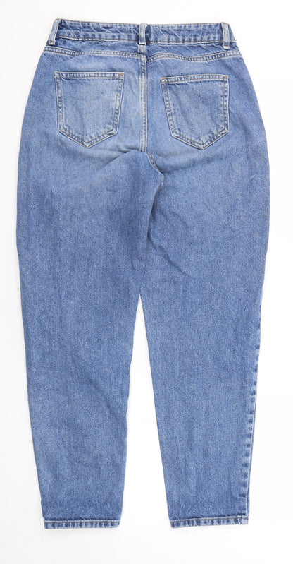 Back view of Denim & Co. women’s blue cotton straight jeans, size UK 8, regular zip