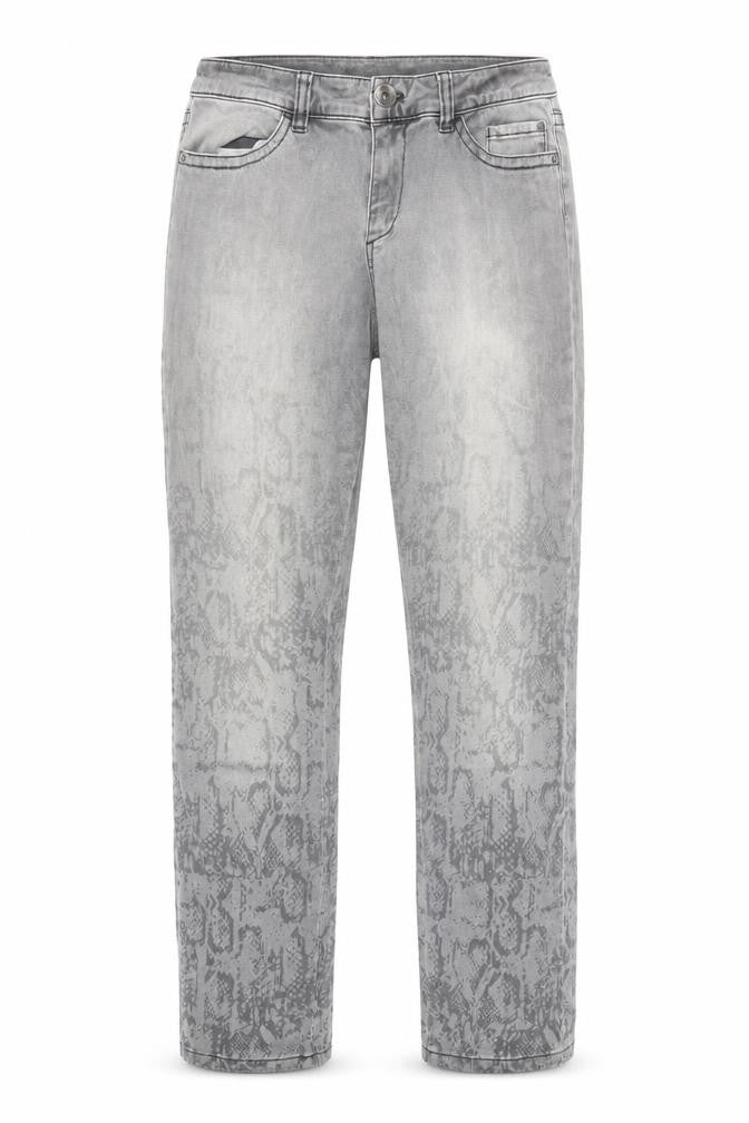 Marc Cain Womens Grey Animal Print Cotton Straight Jeans Size 27 in Regular Zip - Snakeskin pattern