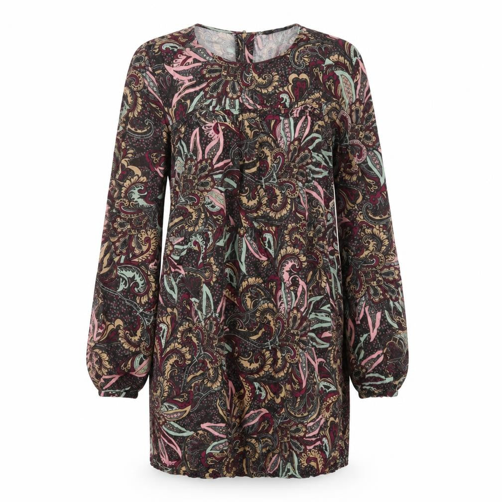 Only Womens Multicoloured Geometric Viscose A-Line Size 6 Round Neck Zip