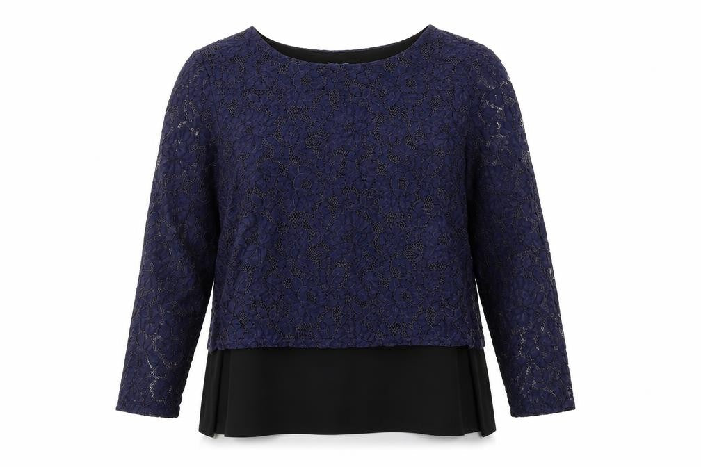 Blue Chameleon Womens Blue Nylon Basic Blouse Size 16 Round Neck