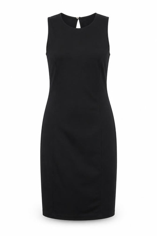 H&M Womens Black Polyester Sheath Size S Boat Neck Button