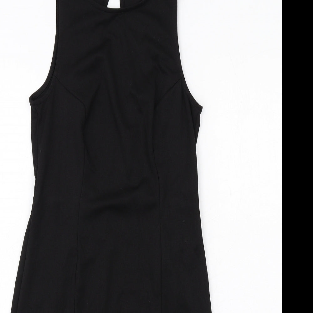 H&M Womens Black Polyester Sheath Size S Boat Neck Button