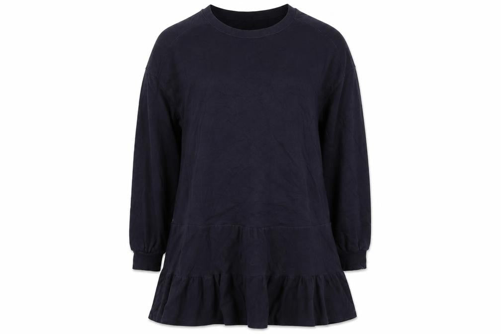 River Island Womens Blue Cotton Trapeze & Swing Size L Boat Neck Pullover