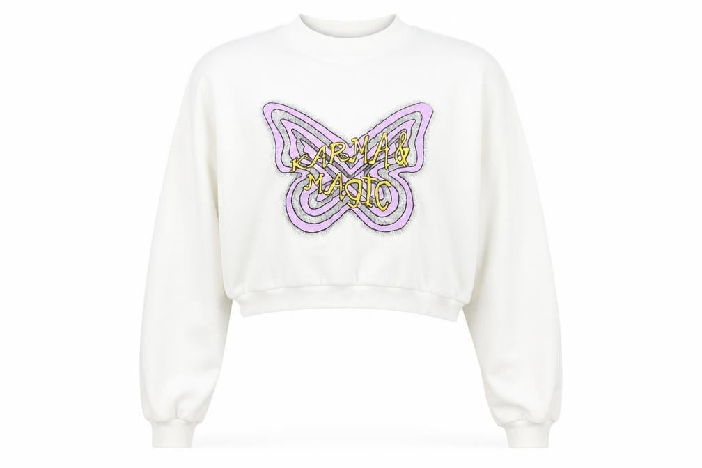 H&M Womens White Cotton Pullover Sweatshirt Size M Pullover - Karma & Magic