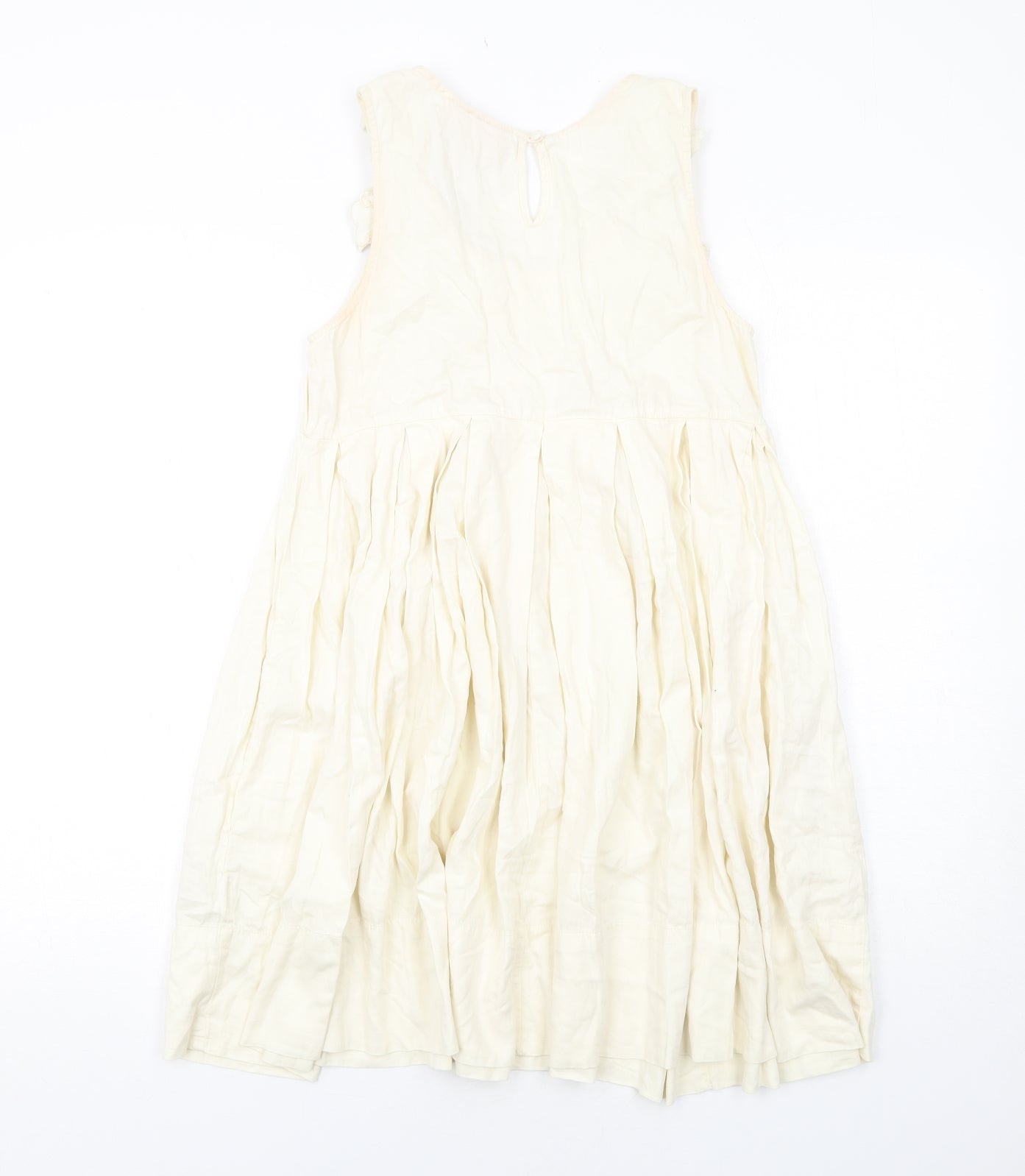 H&M Womens Ivory Cotton A-Line Size 6 Scoop Neck Button
