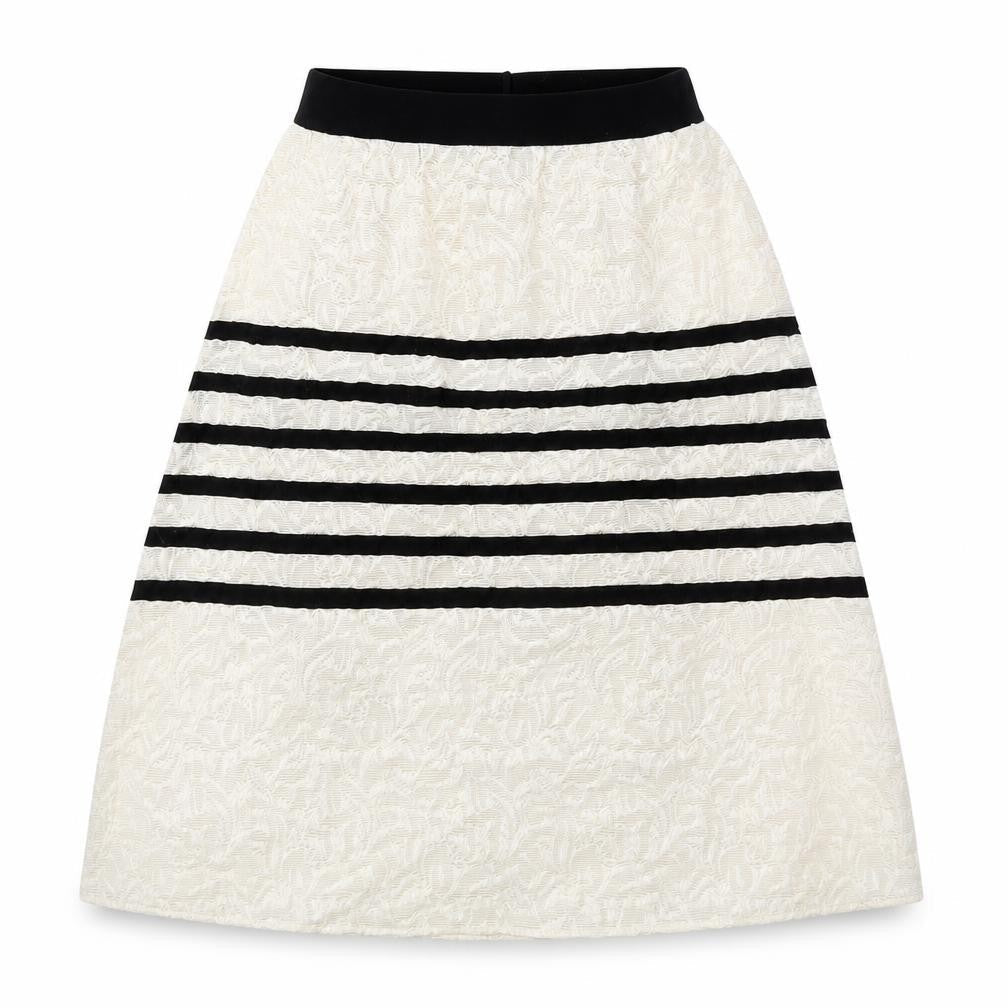 Jijil Womens Ivory Striped Acrylic Swing Skirt Size 12