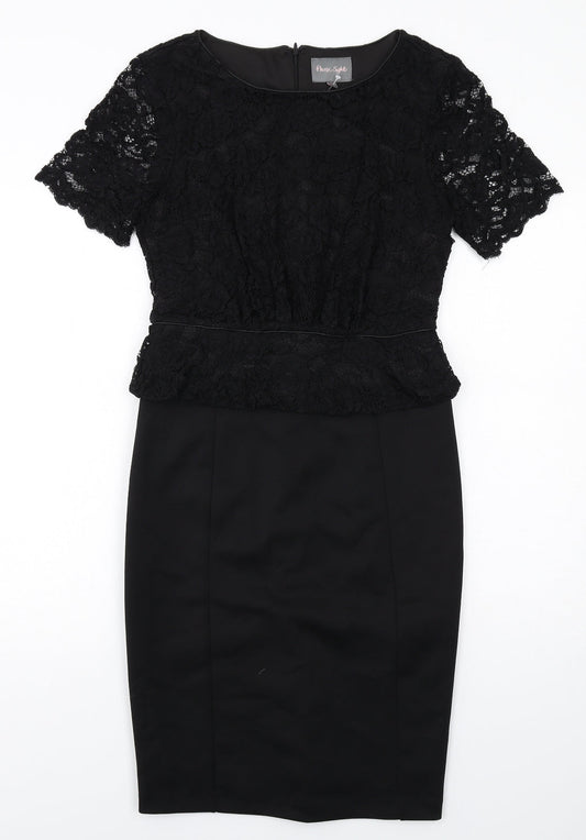 Phase Eight Womens Black Nylon Shift Size 10 Round Neck Zip