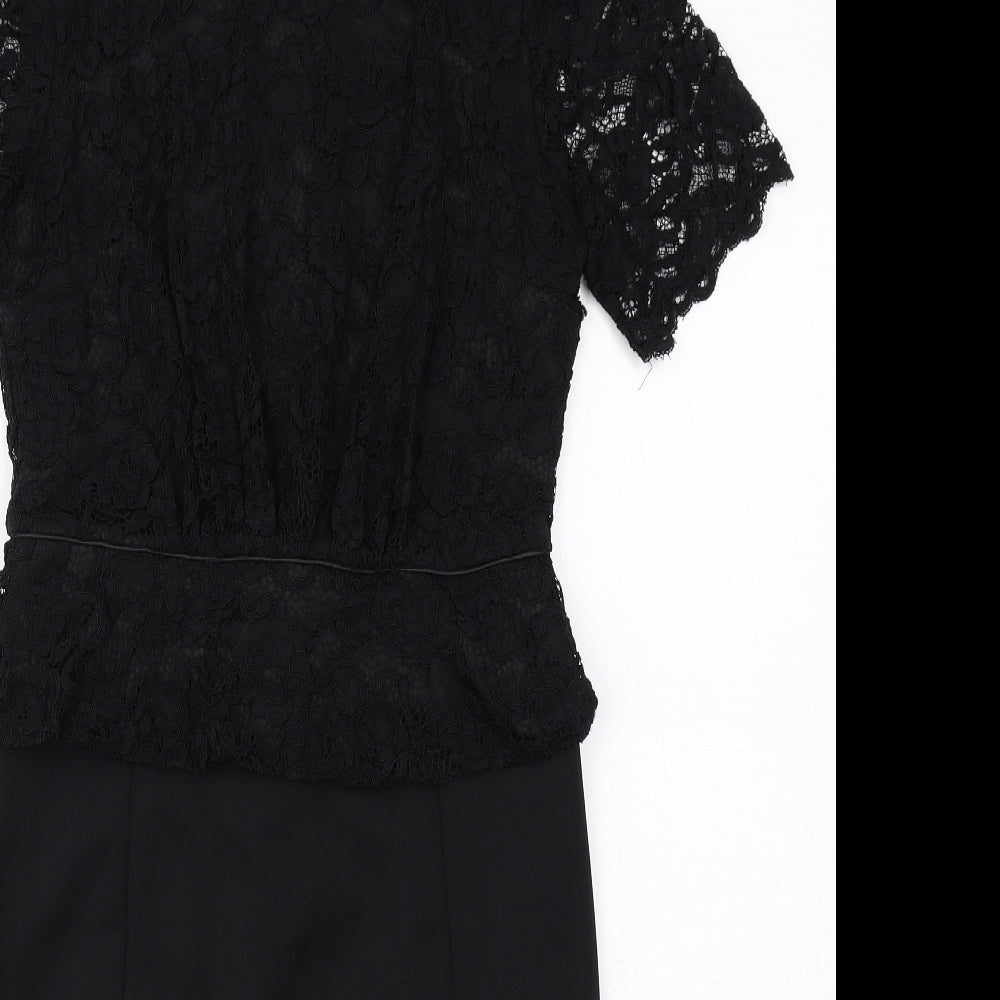Phase Eight Womens Black Nylon Shift Size 10 Round Neck Zip