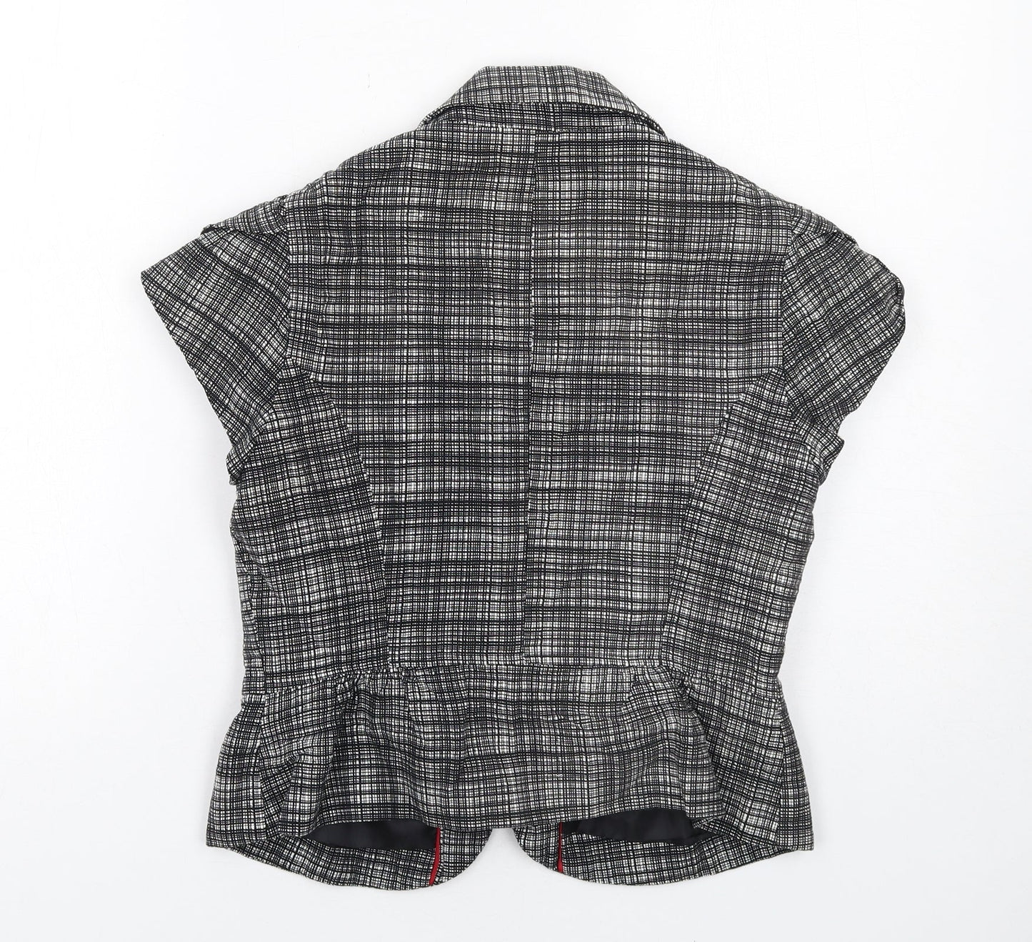 Marks and Spencer Womens Black Geometric Jacket Blazer Size 12 Tie
