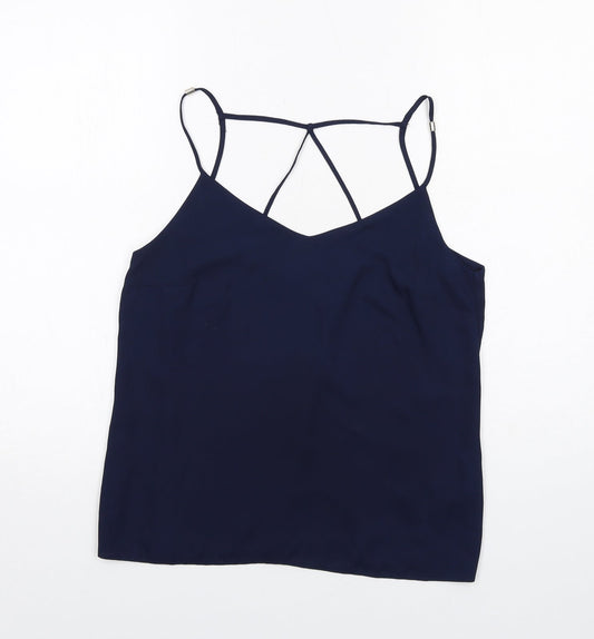 Lipsy Womens Blue Polyester Basic Tank Size 10 V-Neck