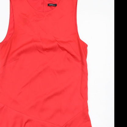 Close-up detail of Roman women’s red polyester basic tank, size UK 10, round neck
