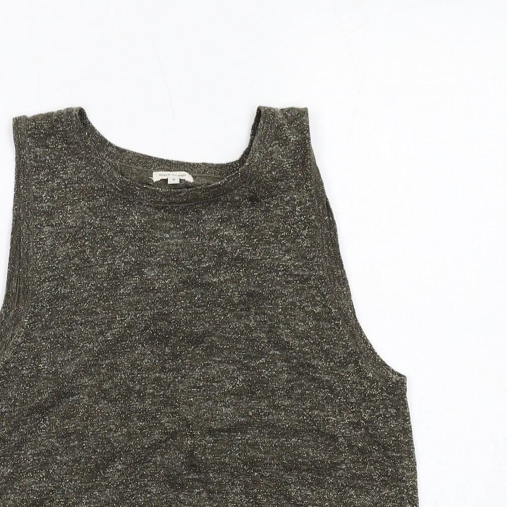 River Island Womens Green Acrylic Basic Tank Size 8 Round Neck
