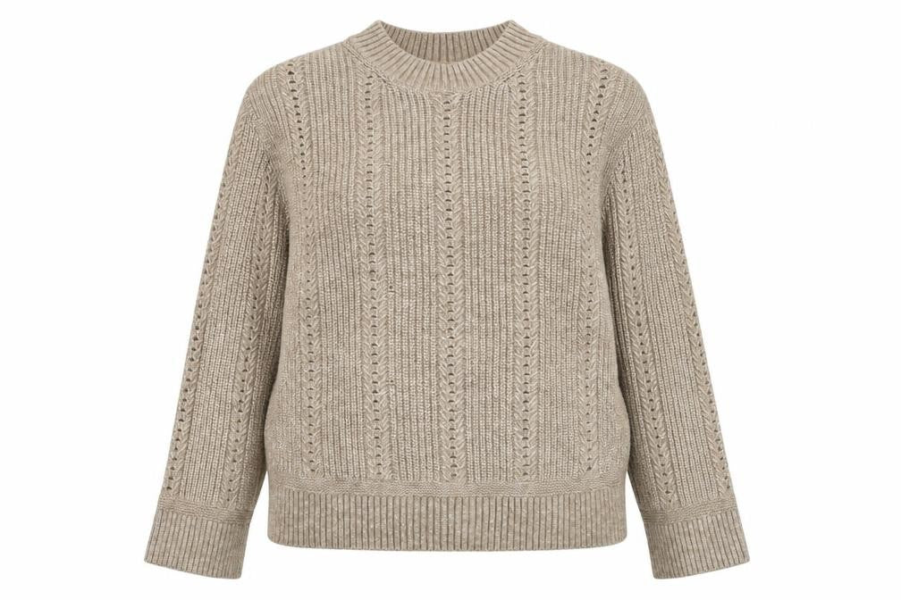 Marks & Spencer Womens Beige Round Neck Acrylic Pullover Jumper Size S