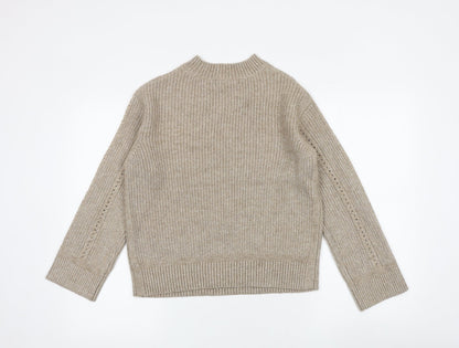 Marks & Spencer Womens Beige Round Neck Acrylic Pullover Jumper Size S
