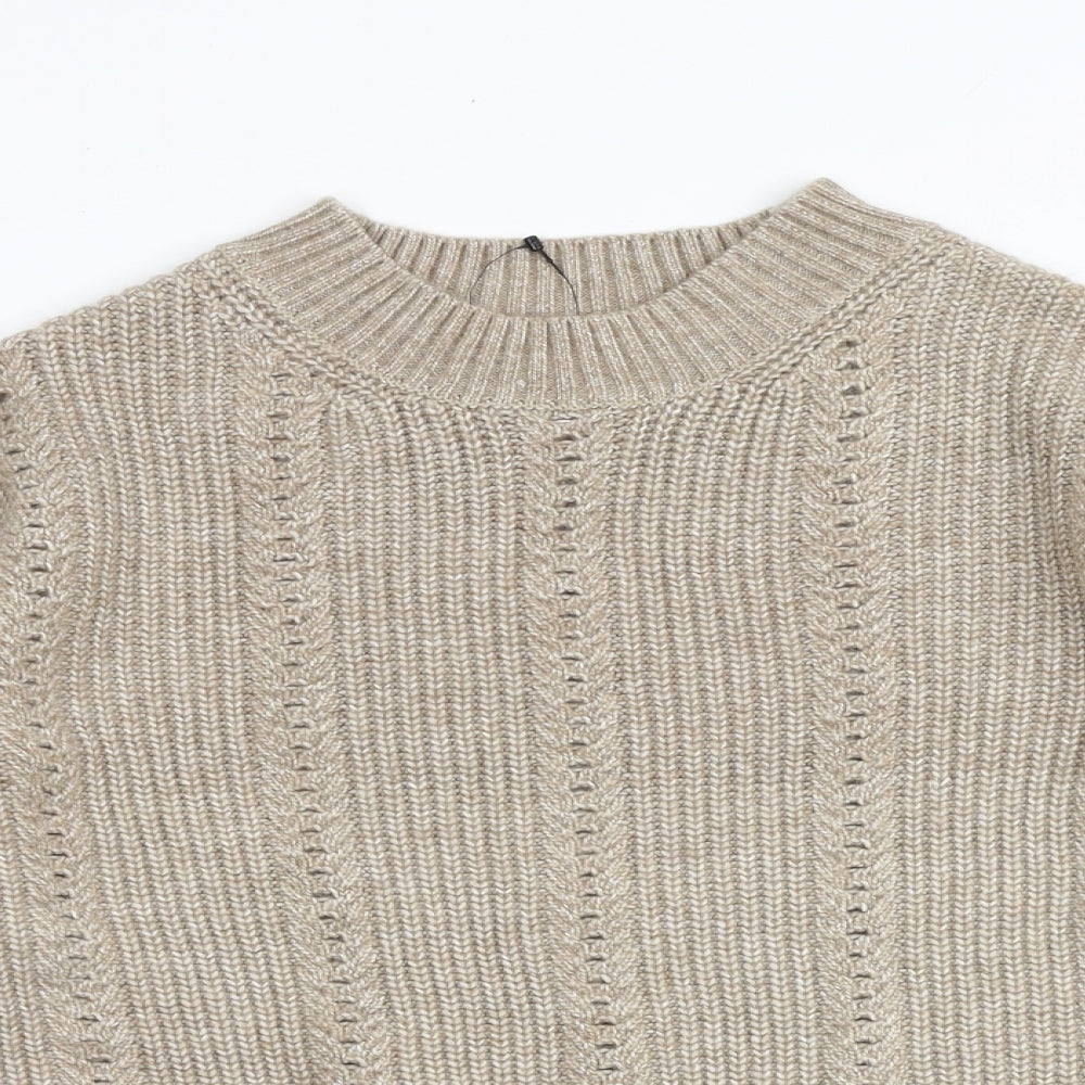 Marks and Spencer Womens Brown Round Neck Polyester Pullover Jumper Size S