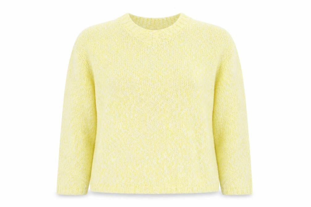 Marks & Spencer Womens Yellow Round Neck Polyester Pullover Jumper Size L