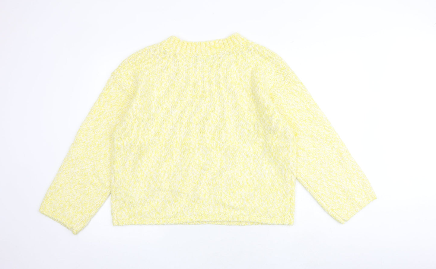 Marks and Spencer Womens Yellow Round Neck Polyester Pullover Jumper Size L
