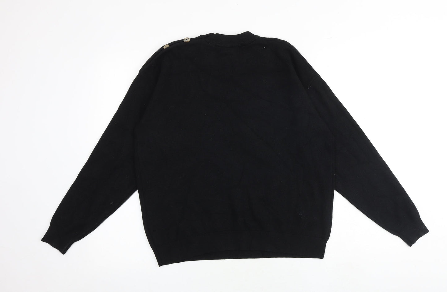 Marks and Spencer Womens Black Round Neck Viscose Pullover Jumper Size M