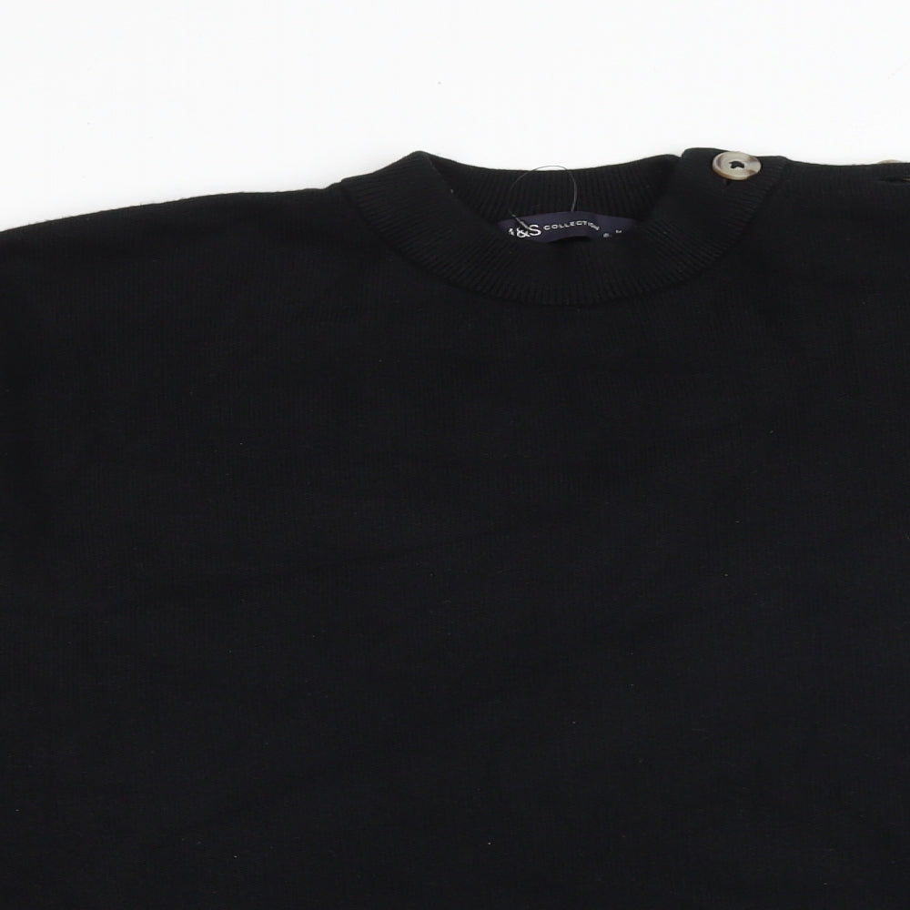 Marks and Spencer Womens Black Round Neck Viscose Pullover Jumper Size M