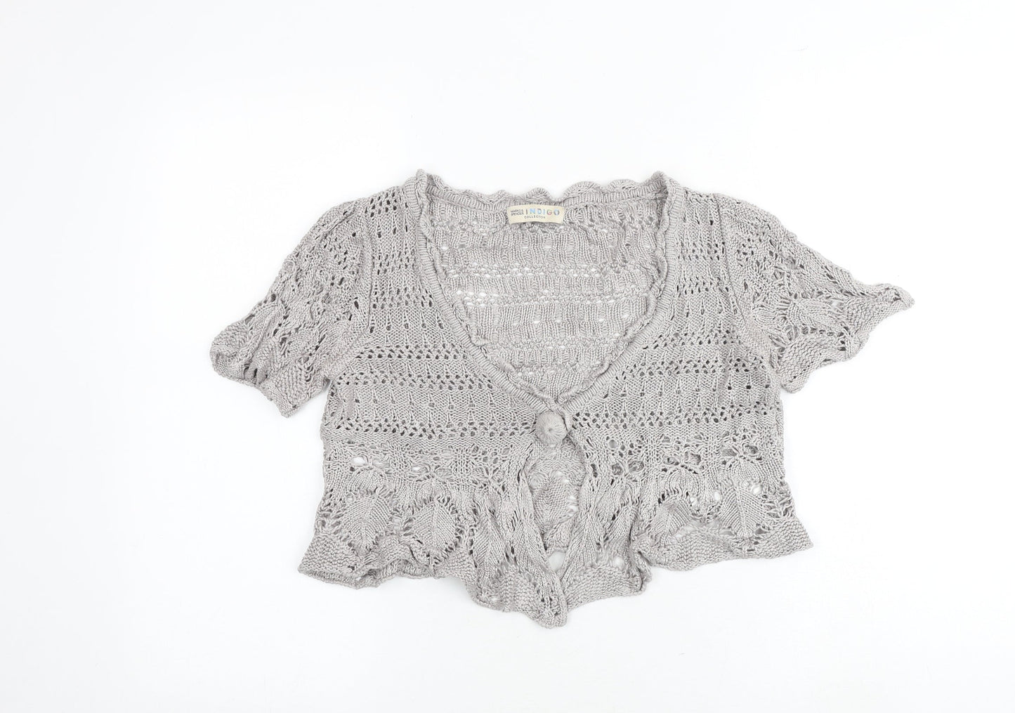 Marks and Spencer Womens Grey Scoop Neck Viscose Cardigan Jumper Size 12