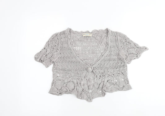Marks and Spencer Womens Grey Scoop Neck Viscose Cardigan Jumper Size 12