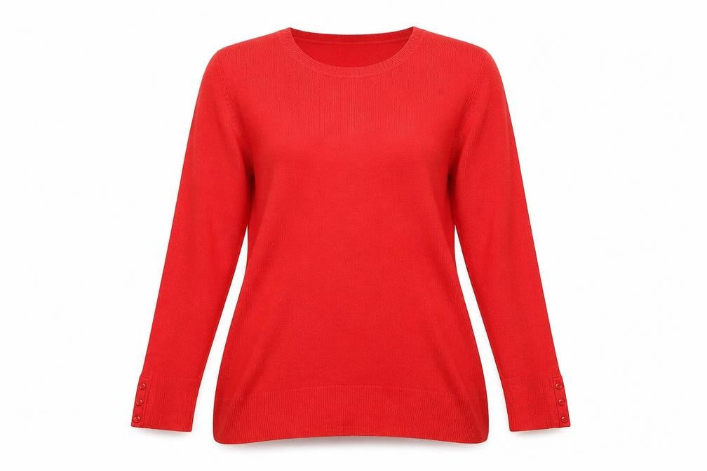 BHS Womens Red Round Neck Acrylic Pullover Jumper Size 14