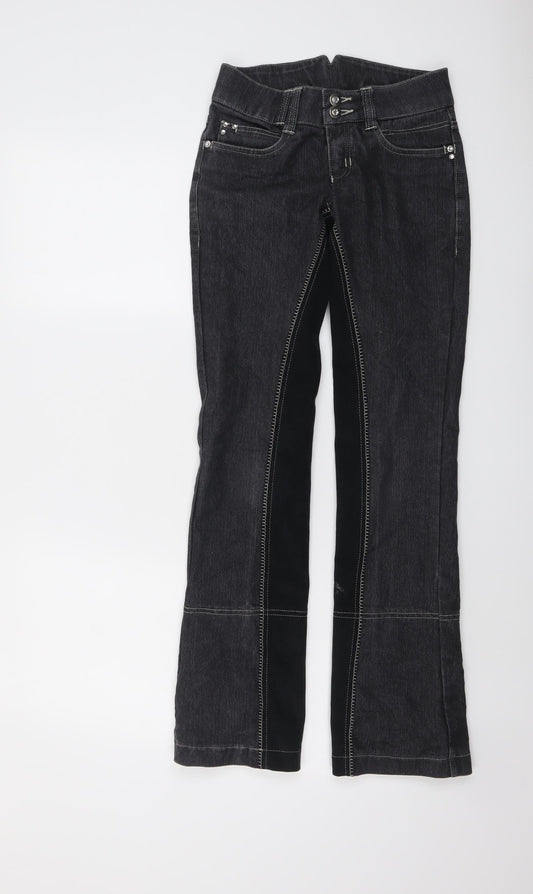 HKM Girls Grey Cotton Bootcut Jeans Size 10-11 Years Regular Button