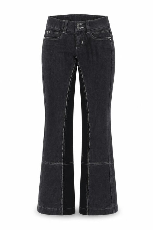 HKM Girls Grey Cotton Bootcut Jeans Size 10-11 Years Regular Button