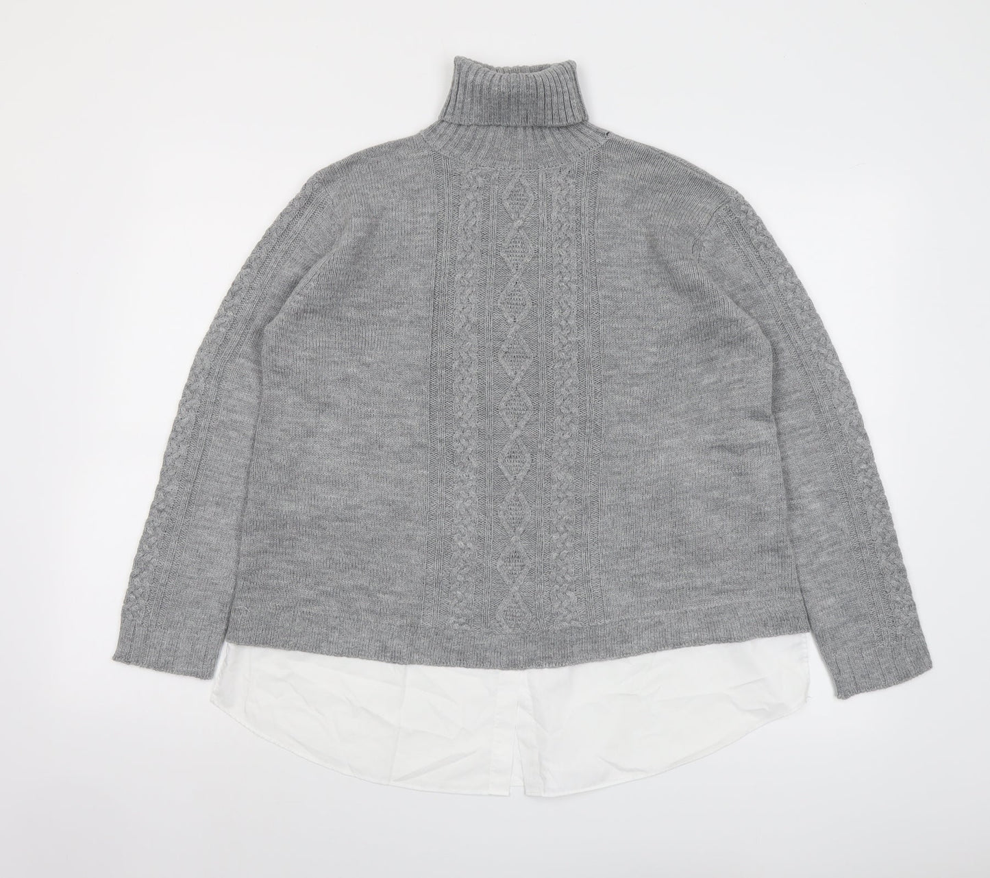 Dorothy Perkins Womens Grey Roll Neck Acrylic Pullover Jumper Size 8