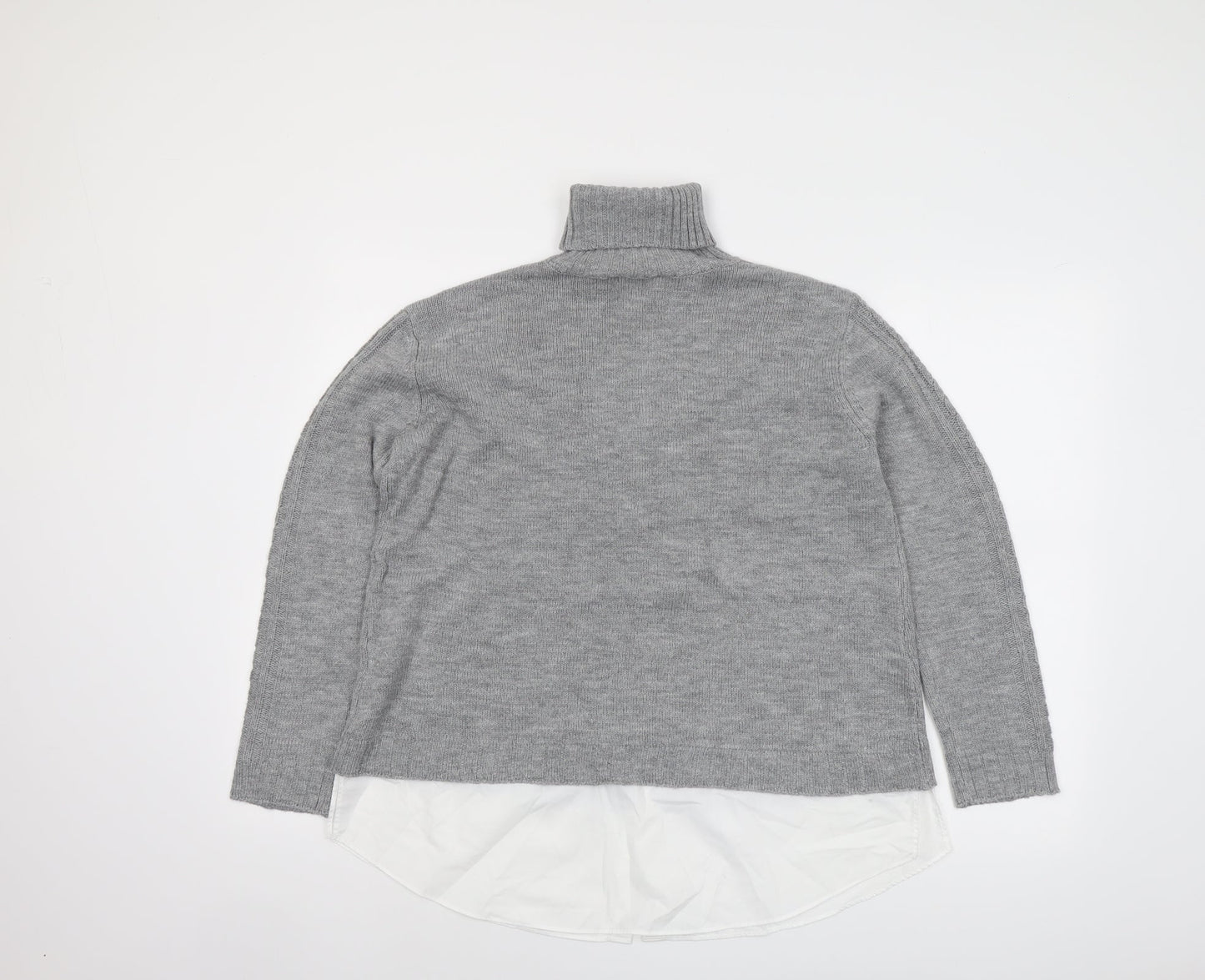Dorothy Perkins Womens Grey Roll Neck Acrylic Pullover Jumper Size 8