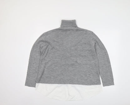 Dorothy Perkins Womens Grey Roll Neck Acrylic Pullover Jumper Size 8