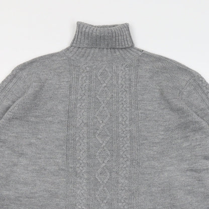Dorothy Perkins Womens Grey Roll Neck Acrylic Pullover Jumper Size 8
