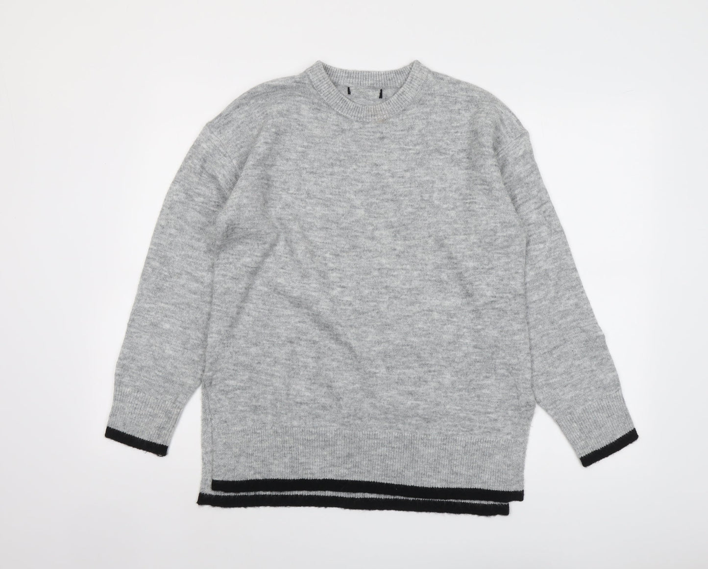 New Look Womens Grey Round Neck Acrylic Pullover Jumper Size S