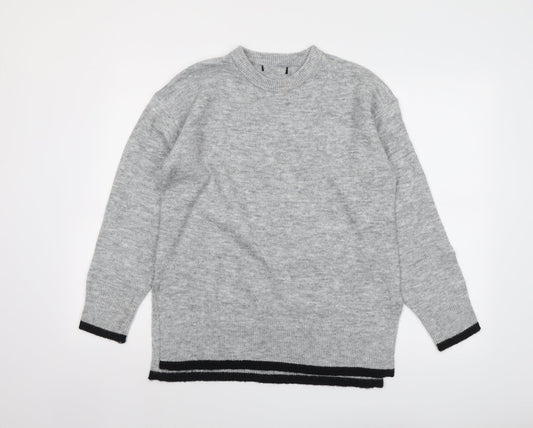 New Look Womens Grey Round Neck Acrylic Pullover Jumper Size S