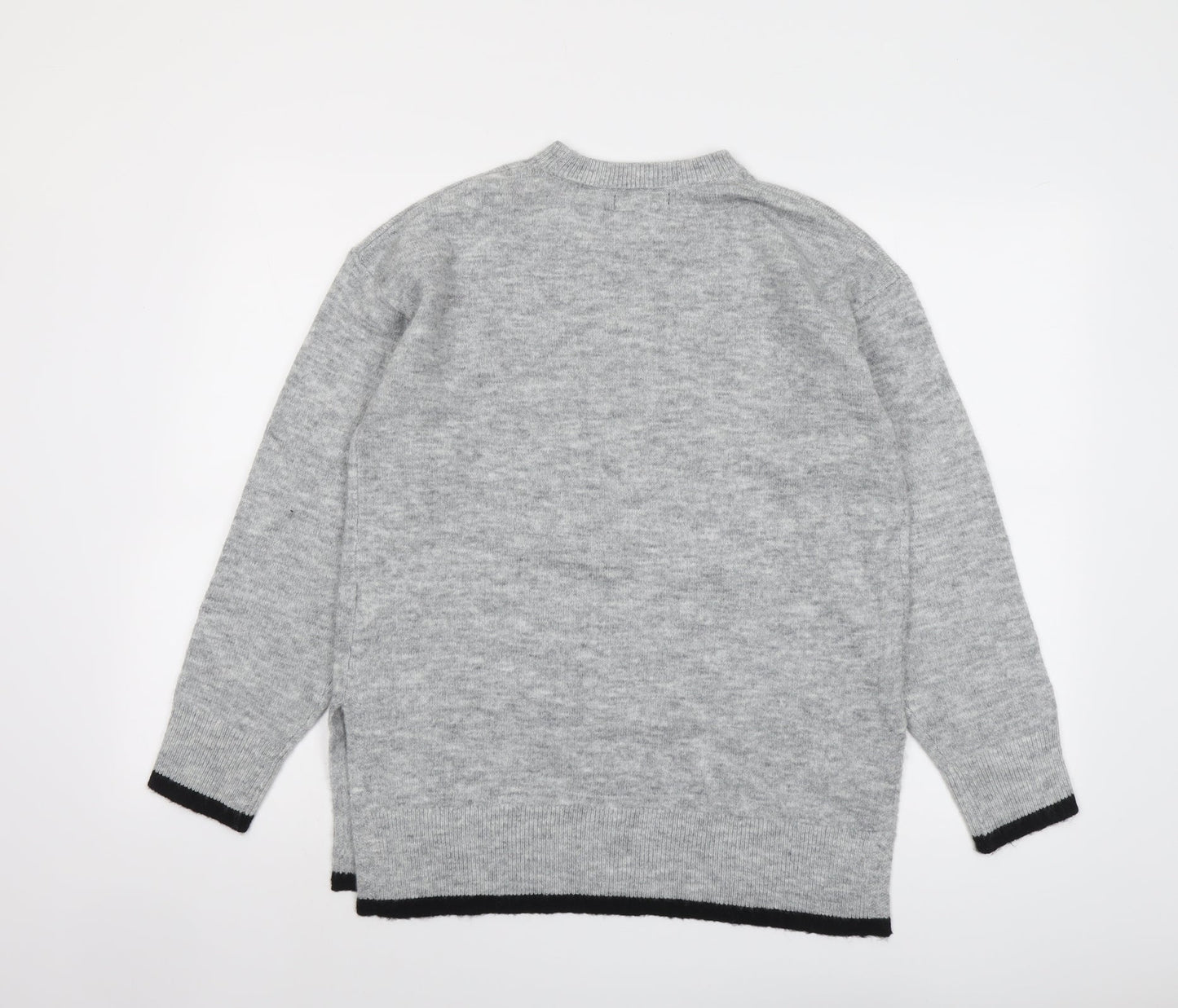 New Look Womens Grey Round Neck Acrylic Pullover Jumper Size S