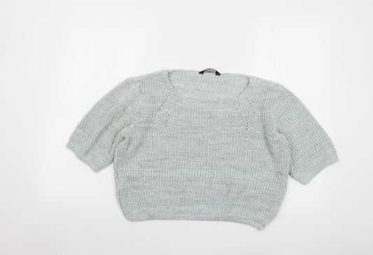 Miss Selfridge Womens Grey Round Neck Acrylic Pullover Jumper Size 12