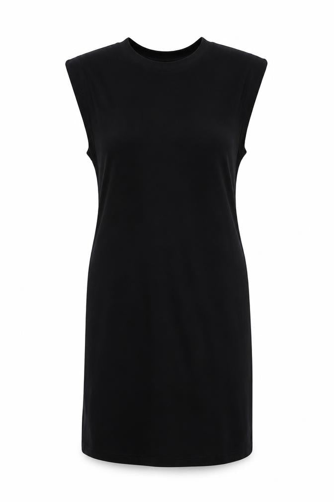 Stradivarius Womens Black Cotton Tank Dress Size M Round Neck Pullover