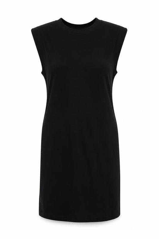 Stradivarius Womens Black Cotton Tank Dress Size M Round Neck Pullover