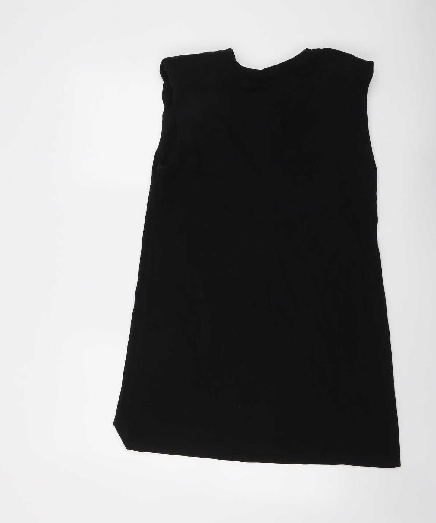 Stradivarius Womens Black Cotton Tank Dress Size M Round Neck Pullover